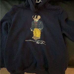 Mens Navy blue polo bear hoodie size medium